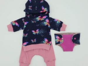 Puppenkleidung (Hoodie, Pumphose und Windel)