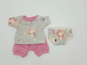 Puppenkleidung (kurzes T-Shirt, kurze Pumphose & Windel)