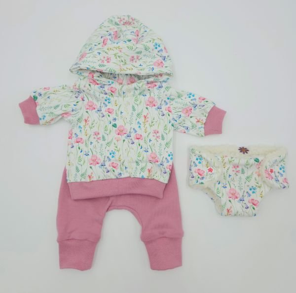 Puppenkleidung (Hoodie, Pumphose und Windel)